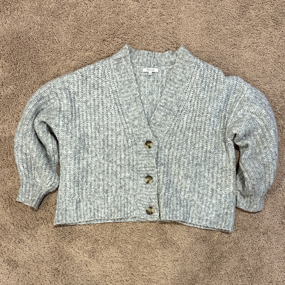 Madewell Chunky Knit Cardigan - Gray